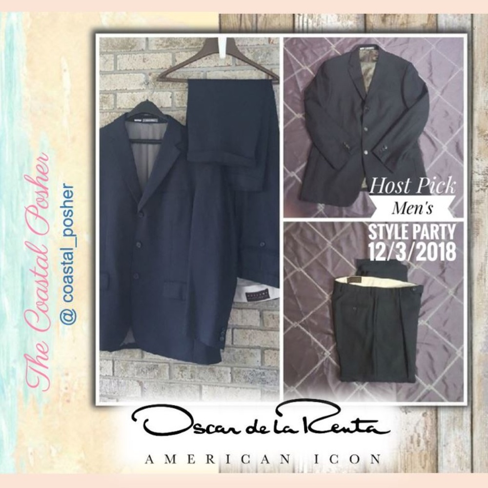 Navy Oscar De La Renta Mens Suit